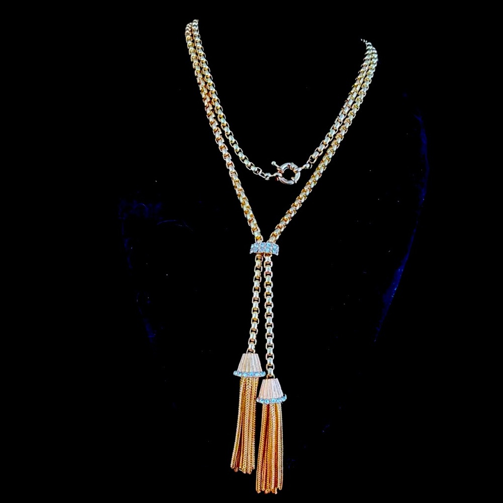 Gold and Rhinestone 18 inch necklace ~ costume jewelry